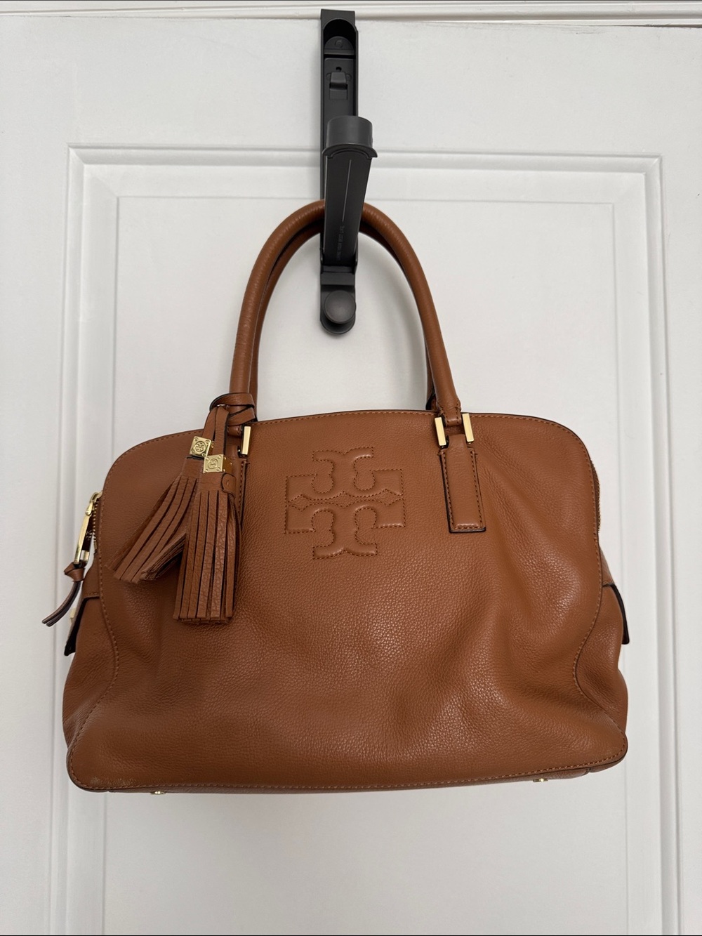 Tory Burch Brown Leather Tote with Tassel